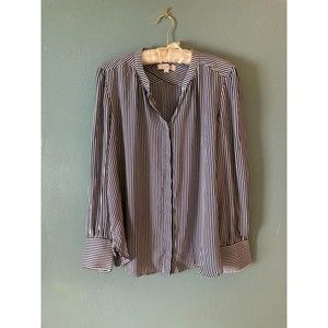 LOFT Black and White Striped Blouse